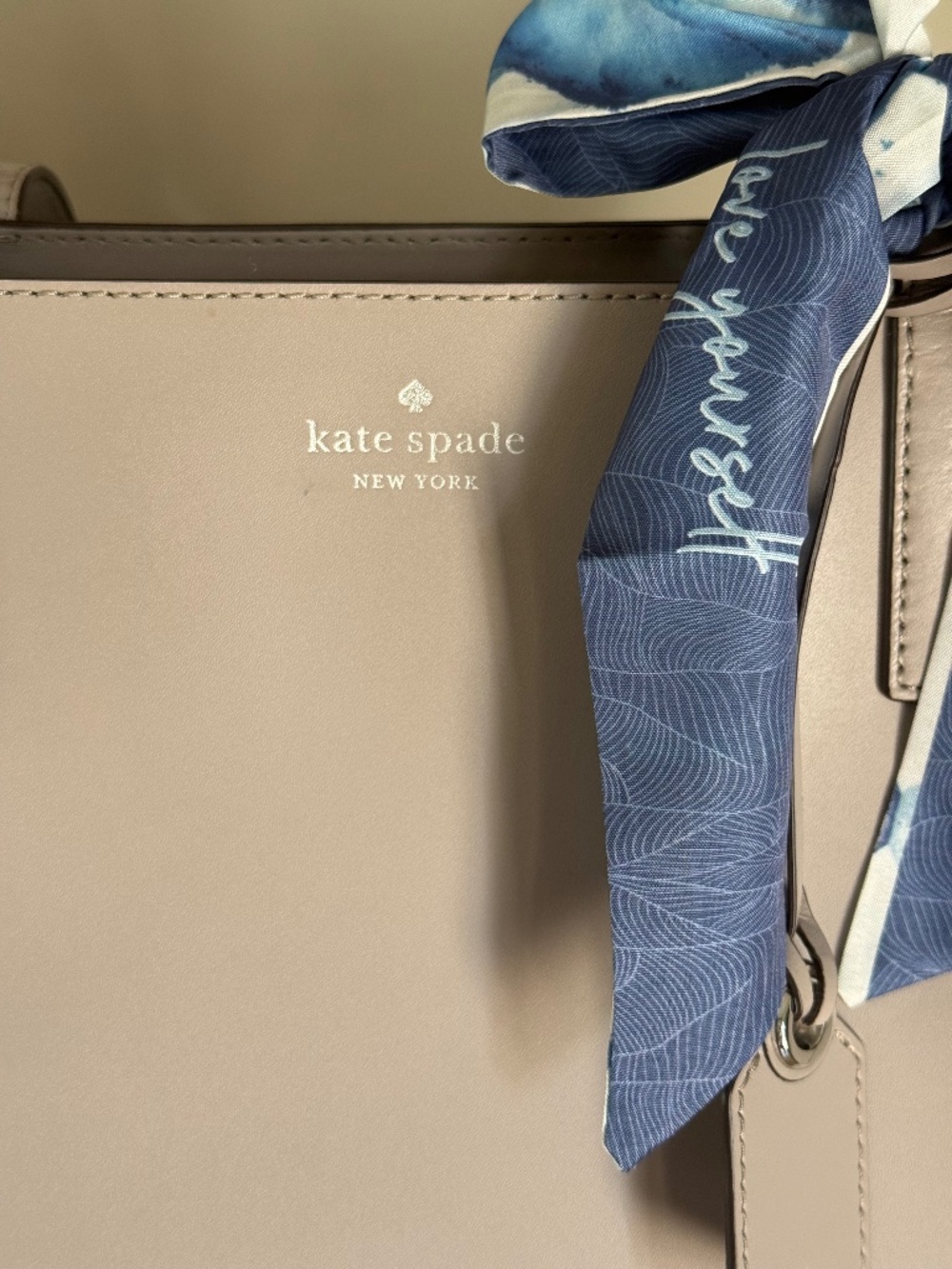 Kate Spade Janie Grayish Taupe Smooth Leather Tote EUC - Picture 2 of 9